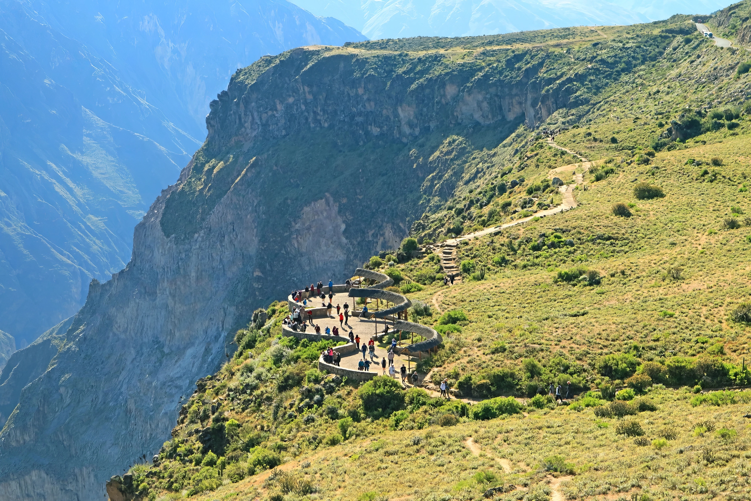 Located in the valley of the Colca, it is the largest tourist attraction of the Arequipa department and one of the most important of Peru, Its easy access, by bus or private car from the city of Arequipa to the district of Chivay, does not take more than 3 and a half hours, Its abrupt geography is home to a rich variety of flora, fauna, as well as Andean villages with many traditions. From the Condor Cross we will be able to appreciate the flight of the condors, the sacred bird of the Incas.
                                                                                                                                                                                                                                                                                                                                                                                                                                                              Here in the Colca Canyon are also performed many adventure sports and thus enjoy the incredible landscapes that captivate you.